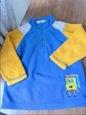 VINTAGE - 3T SpongeBob Blue & Yellow Kids Fleece Pullover
